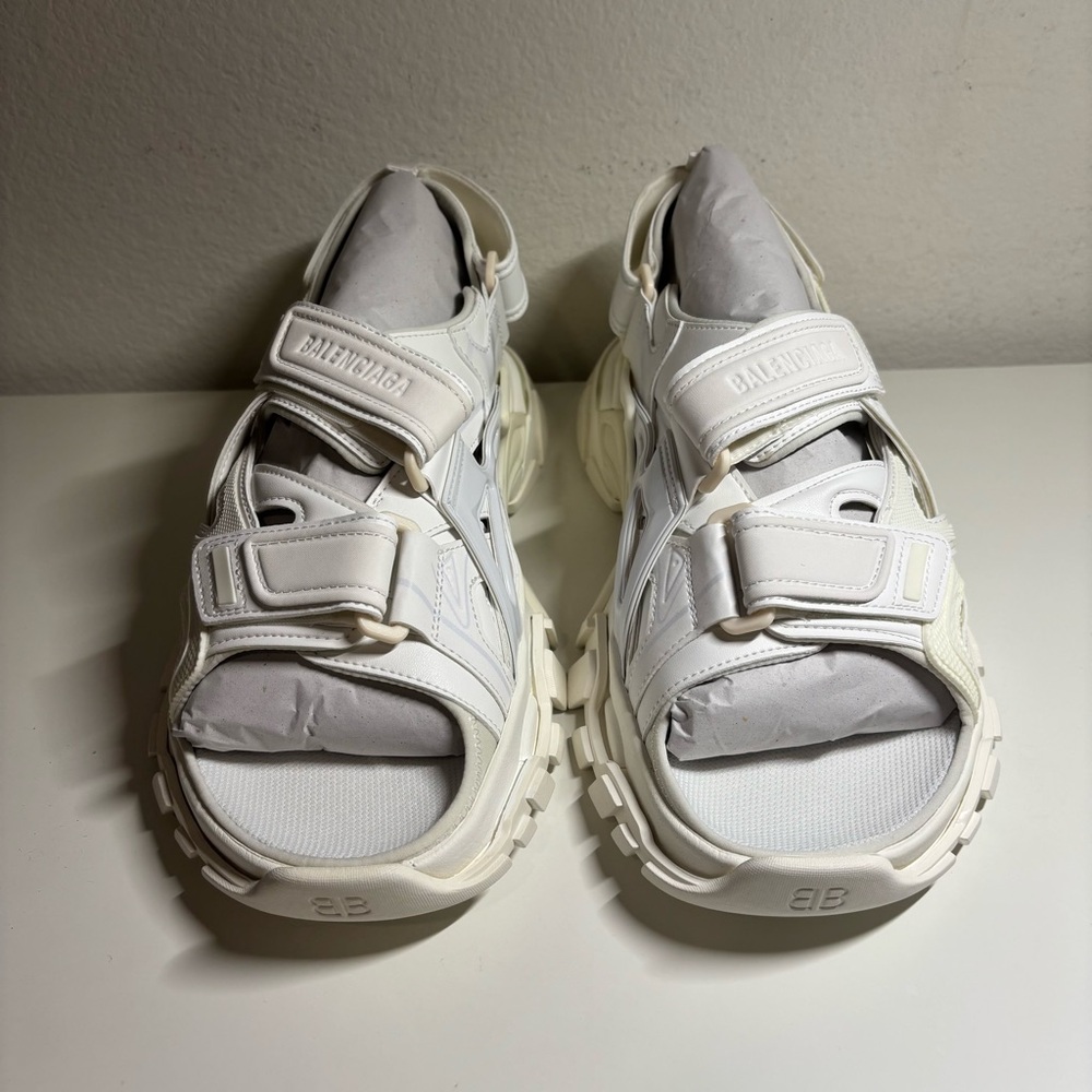 NEW BALENCIAGA Track Sandal Triple White Mens Size 9 - Picture 3 of 6